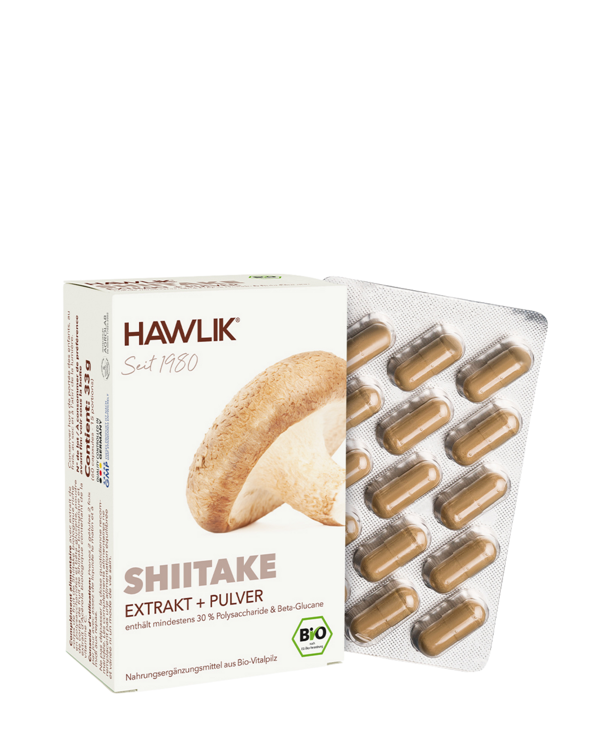 BIO Shiitake Extrakt + Pulver Kapseln